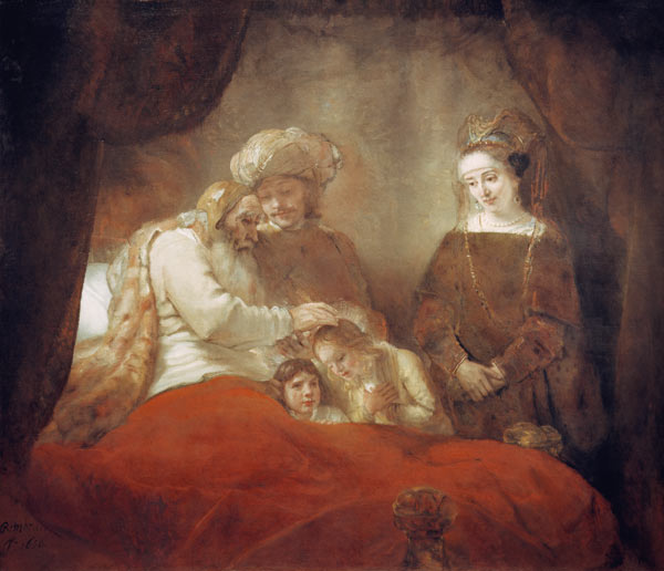 Jakob segnet seine Enkel von Rembrandt van Rijn