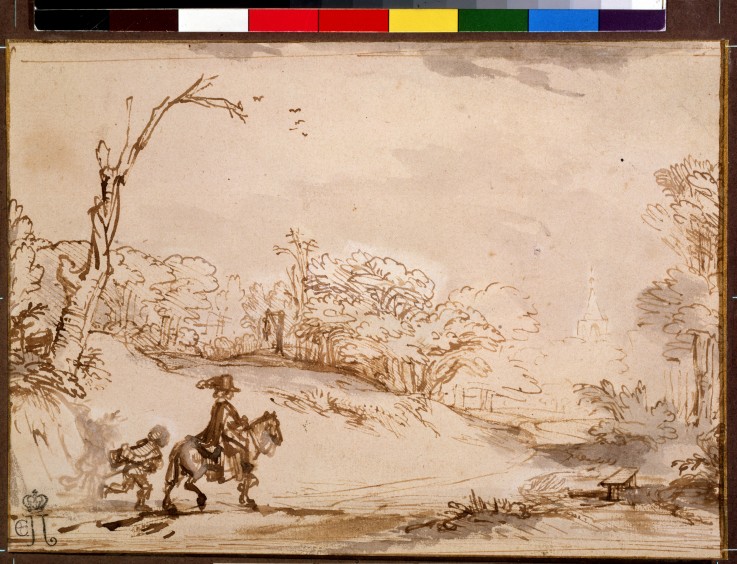 Landschaft mit einem Reiter von Rembrandt van Rijn