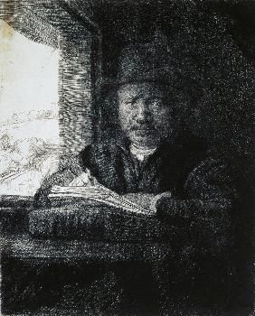 Selbstbildnis zeichnend am Fenster 1648