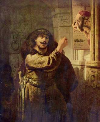 Simson bedroht seinen Schwiegervater von Rembrandt van Rijn