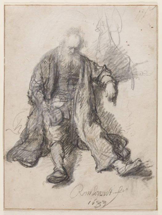 Sitzender Greis (Der trunkene Lot?) von Rembrandt van Rijn