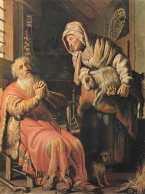 Tobias verdächtigt seine Frau des Diebstahls von Rembrandt van Rijn