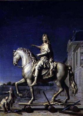 Transporting the Equestrian Statue of Louis XIV to the Place Vendome in 1699 after 1669