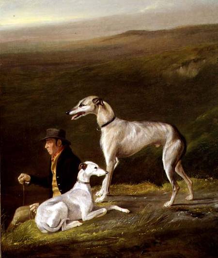 Old Sandy, Trainer to Alexander Graham, with Two Greyhounds in a Highland Landscape von R.G. Brown