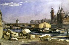 The Pont au Change and the Conciergerie, Paris 1837  on