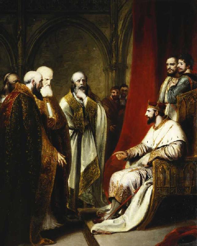Heinrich III mit dem Erzbischof von Canterburg und den Bischöfen von Salisbury, Winchester und Carli von Richard Westall