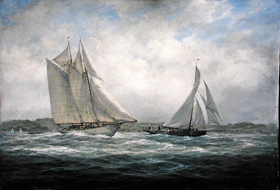 Two Classics: ''Aello Beta'' and ''Marigold'' off the Isle of Wight, 2005 (oil on canvas)  von Richard  Willis