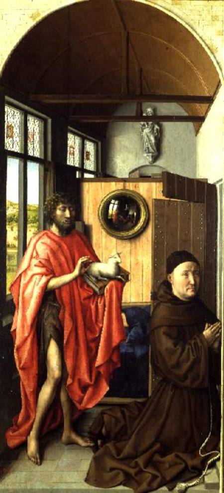St. John the Baptist and the Donor, Heinrich Von Werl from the Werl Altarpiece von Robert Campin