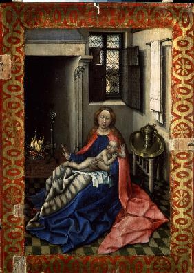Maria mit dem Jesuskind am Kamin
