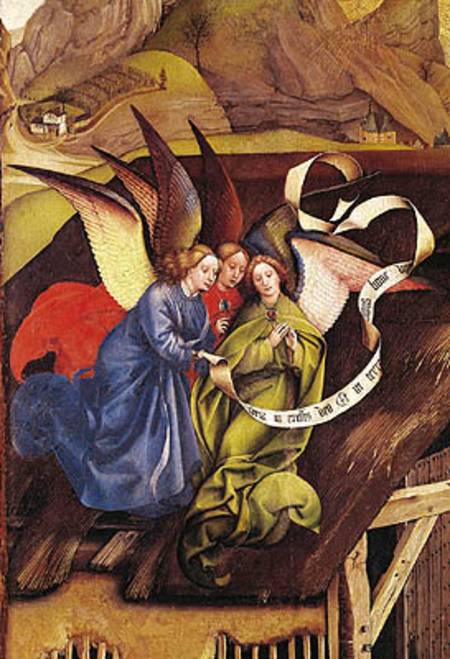 Nativity, detail of three angels von Robert Campin