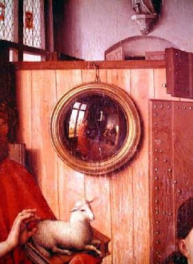 St. John the Baptist and the Donor, Heinrich Von Werl, from the Werl Altarpiece, detail of the mirro c.1438