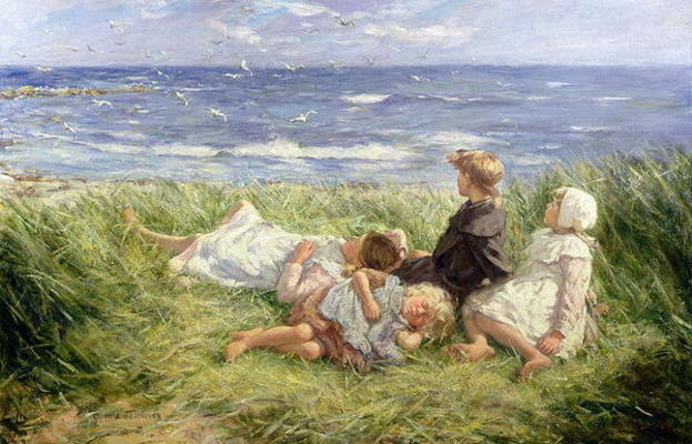 Sea Gulls and Sapphire Seas, 1912 (oil on canvas) von Robert Gemmell Hutchison