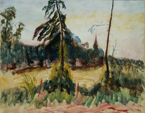 Landscape with Trees and a Small Church (oil on board)  von Roderic O'Conor