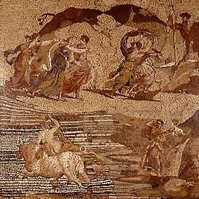 Europa auf dem Stier (Raub der Europa) von römisch Mosaik