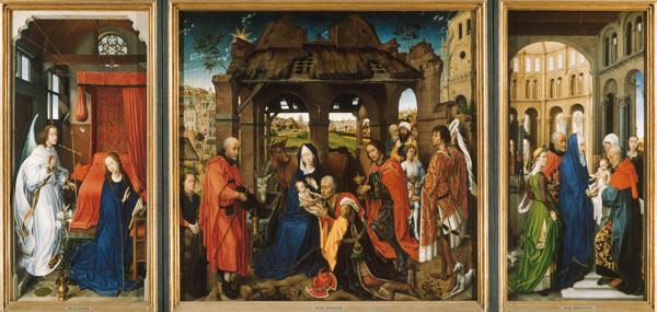 Dreikönigs/Columba-Altar. Gegen 1455. Verkündigung Mariae/Anbetung der Könige. von Rogier van der Weyden