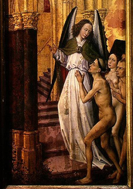 The Good being led to Heaven, detail from The Last Judgement von Rogier van der Weyden