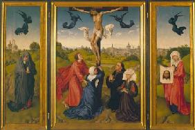 Crucifixion triptych with St. Mary Magdalene, St. Veronica and unknown Patrons c.1440-45