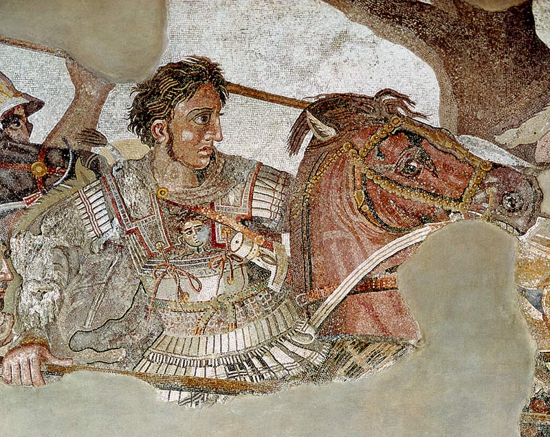The Alexander Mosaic, detail depicting Alexander the Great (356-323 BC) at the Battle of Issus again von Roman