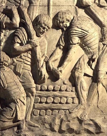 Construction of fortifications during the campaign against the Sarmatians, detail from a cast of Tra von Roman