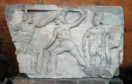 Relief depicting gladiators in combat von Roman
