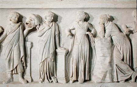 Sarcophagus of the Muses, detail of Thalia, Erato, Euterpe and Polyhymnia von Roman