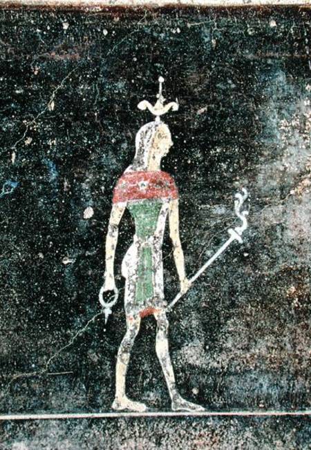 Standing god, detail from a tablinium decorated with Egyptian-style paintings von Roman
