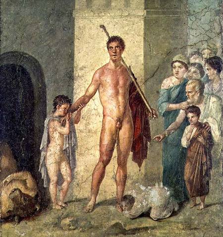 Theseus freeing children from the Minotaur, from the House of Gavius Rufus, Pompeii, 4th Pompeian st von Roman