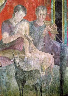 Satyr Playing the Panpipes and Nymph Breastfeeding a Goat 60-50 BC