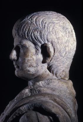 Togate statue of the young Nero, side view of the head 50 AD