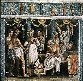 Actors rehearsing for a Satyr play, c.62-79 AD (mosaic) 1883