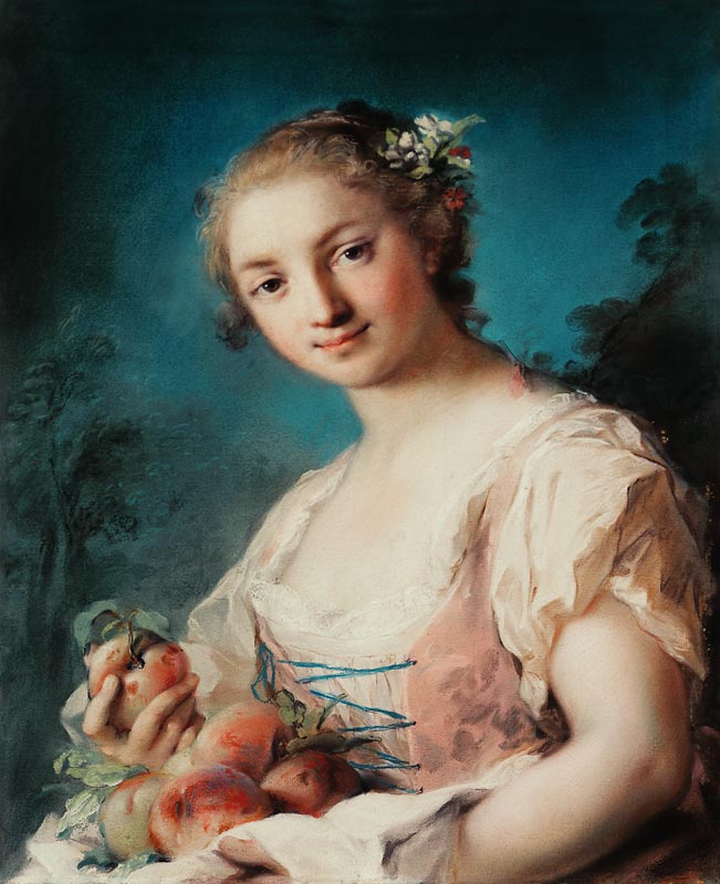Junge Dame mit Pfirsichen von Rosalba Giovanna Carriera