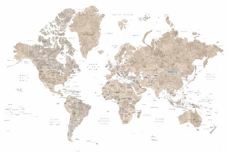 Aquarell-Weltkarte mit Ländern,Abey