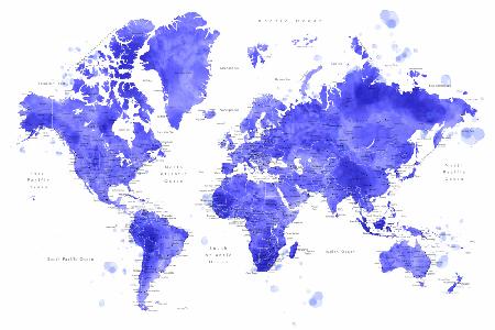 Aquarell-Weltkarte mit Städten,Uyen