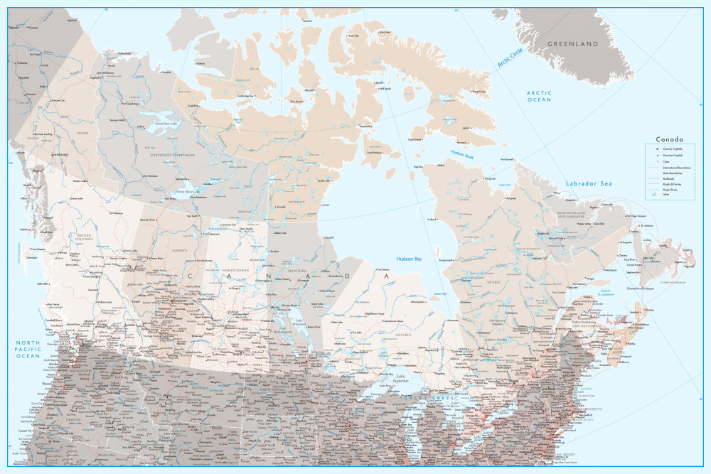 Detaillierte Karte von Kanada,Lincoln von Rosana Laiz Blursbyai