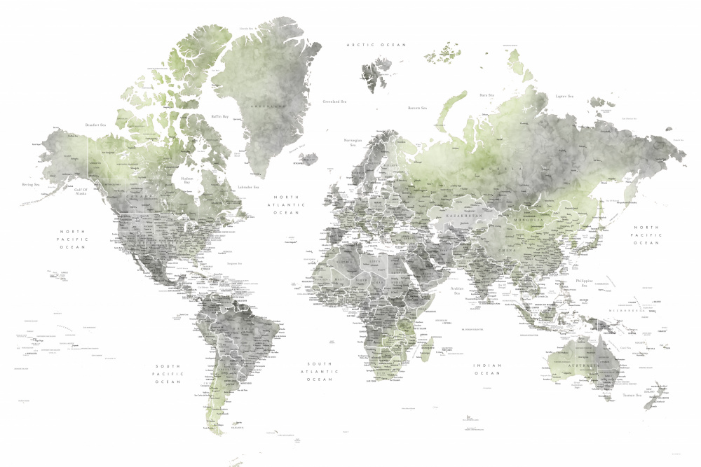 Detaillierte Weltkarte mit Städten,Hollace von Rosana Laiz Blursbyai