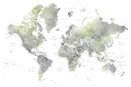 Detaillierte Weltkarte mit Städten,Hollace