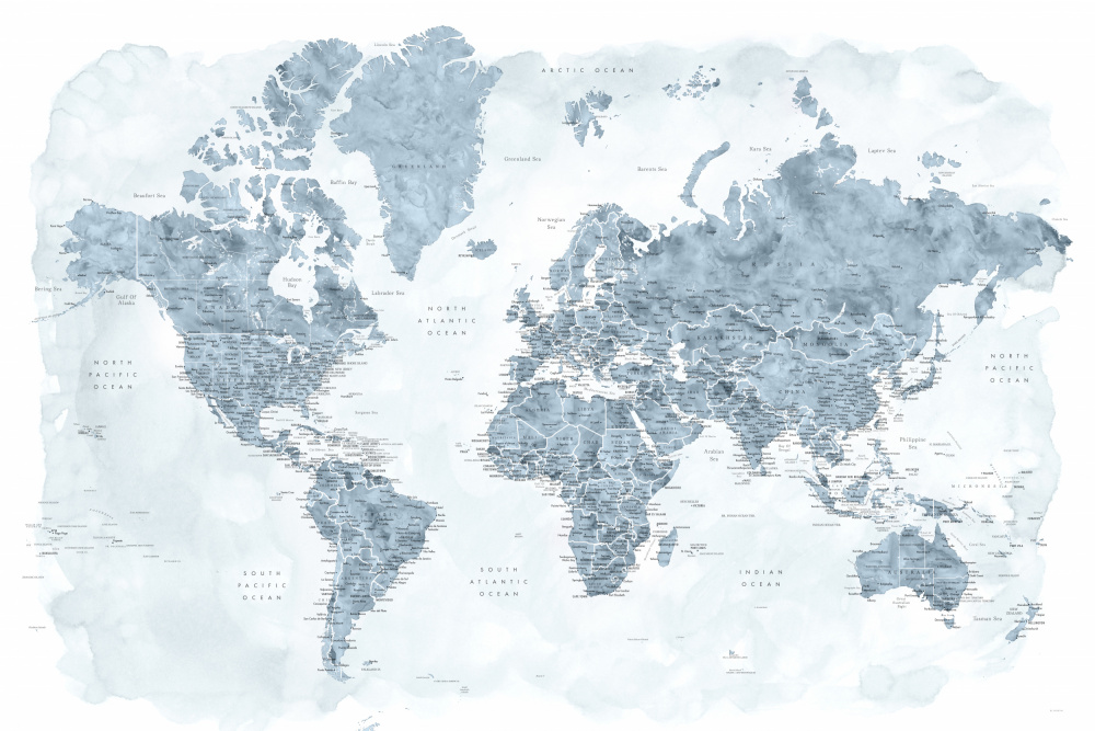 Detaillierte Weltkarte mit Städten,Jacq von Rosana Laiz Blursbyai