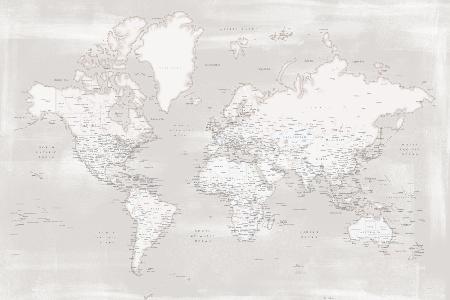 Detaillierte Weltkarte mit Städten,Maeli warm