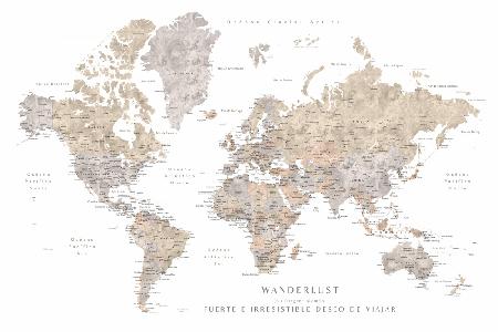 Fernweh-Weltkarte auf Spanisch