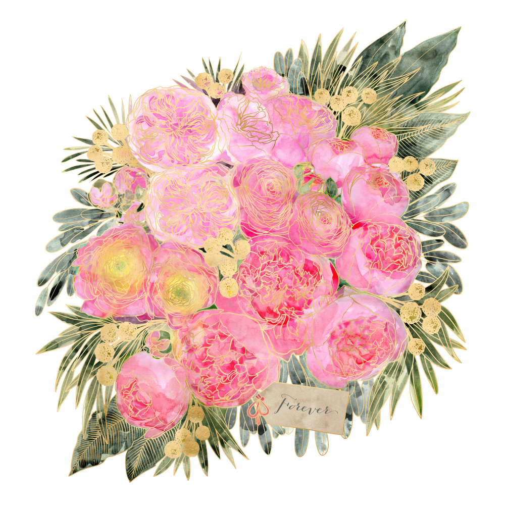 Forever Rekha Blumenstrauß in Rosa von Rosana Laiz Blursbyai