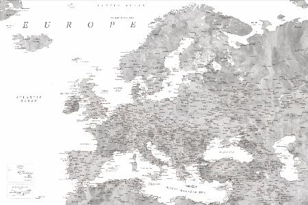 Graue Aquarell-Europakarte