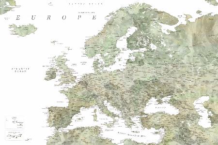 Grüne detaillierte Karte von Europa