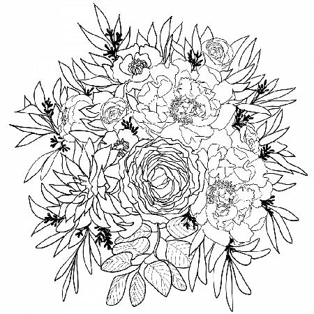 Nanette-Blumenstrauß in Schwarz und Weiß