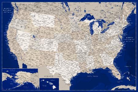 Sehr detaillierte Karte der Vereinigten Staaten,Kameryn