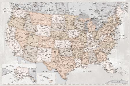 Sehr detaillierte Karte der Vereinigten Staaten,Lucille