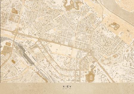 Sepia-Karte der Innenstadt von Kiew (Vorkriegszeit)