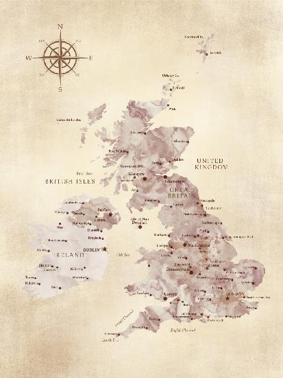 Sepia-Karte des Vereinigten Königreichs