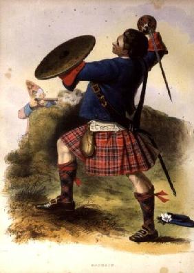 Gillies McBean at Culloden, 1746, lithograph after a painting
