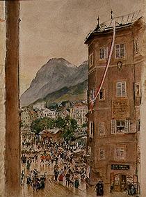 Straßenszene in Innsbruck. von Rudolf von Alt