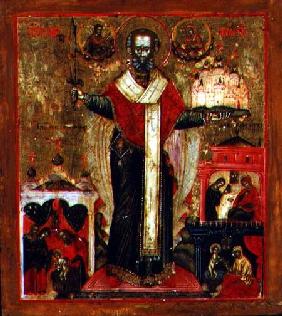 Saint Nicholas of Mozhaisk with scenes from his life 17th centu